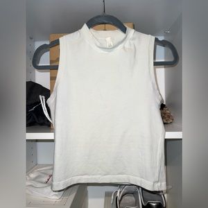 Skims Cotton Jersey Mock Neck Tank | Large | Bone
